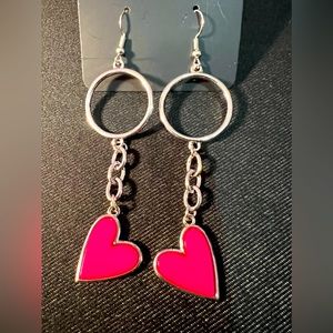 Don’t miss a Heartbeat Silver and Pink Earrings.